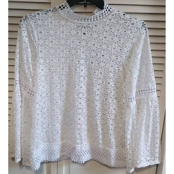 Pointelle | Tops | Pointell Long Sleeve Shirt White Size Med See ...